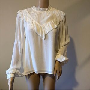 Joe's Jeans The Bailey Pleated Ruffled Blouse Size M Brand New With Tags